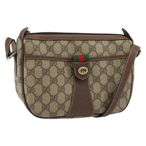 Authentic GUCCI GG Supreme Web Sherry Line Bag PVC Beige Gold 001 904 2032